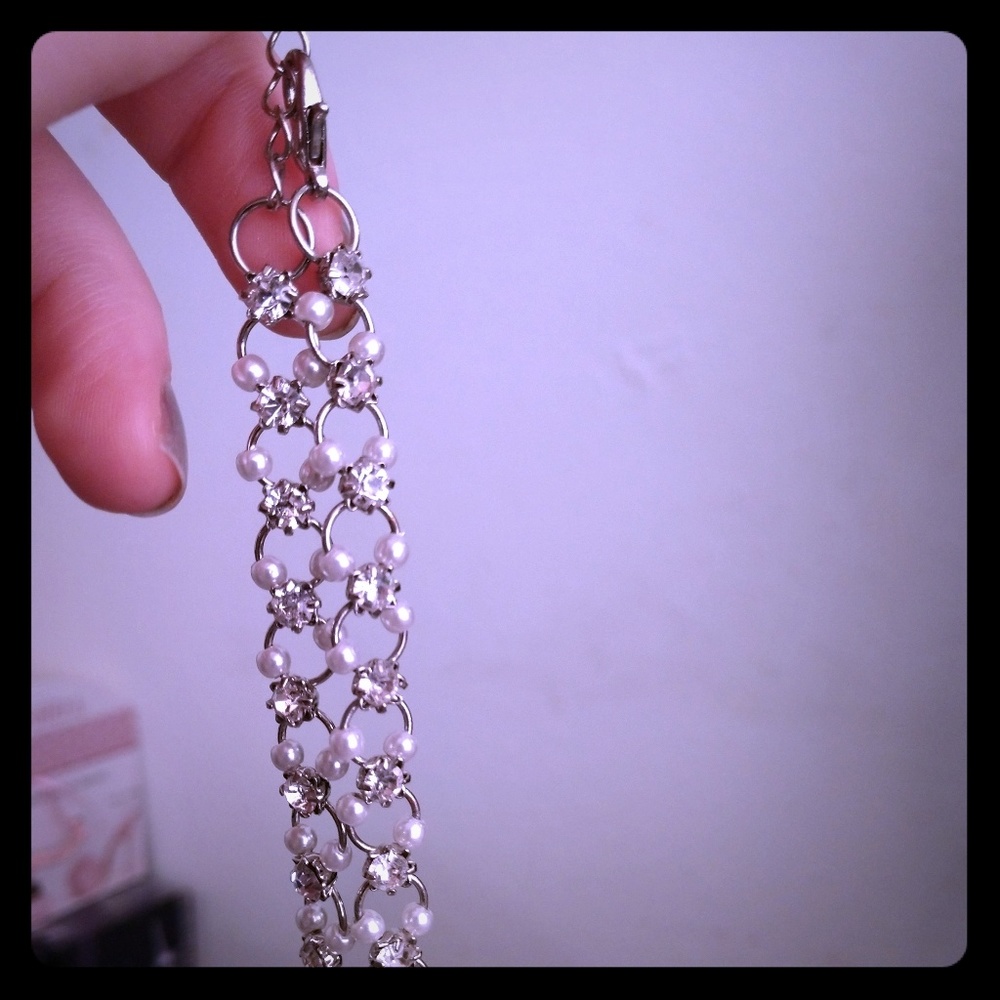 Faux pearl crystal bracelet
